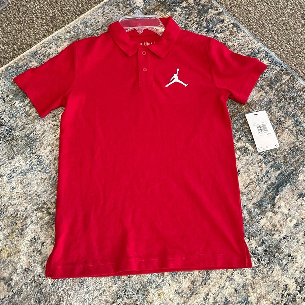 Boys Jordan Red Polo Shirt size medium